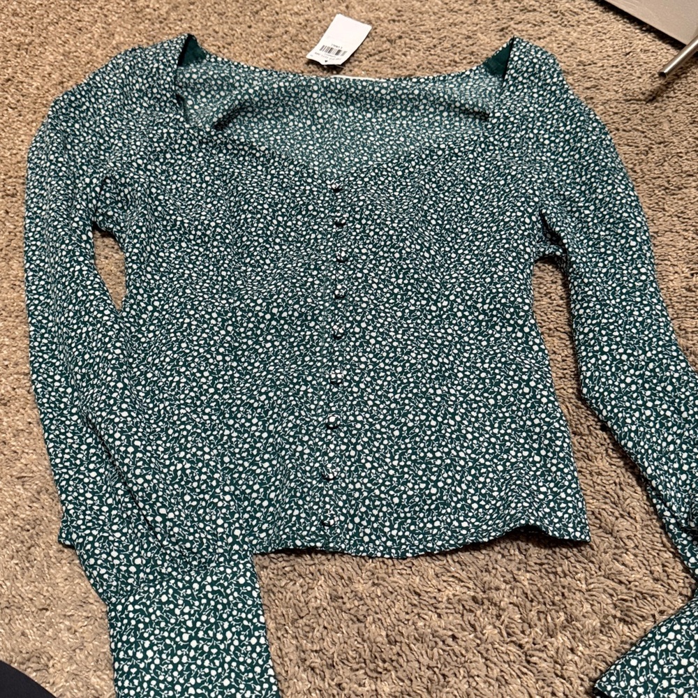 Abercrombie & Fitch Teal Floral Blouse